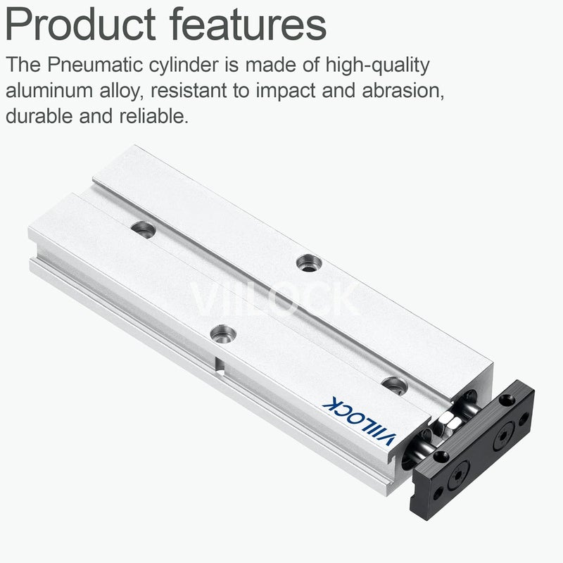 VIILOCK Pneumatic Air Cylinder 10mm Bore 75mm Stroke, Small Air Cylinder Double Rod Double Action TN10x75 - Image 2